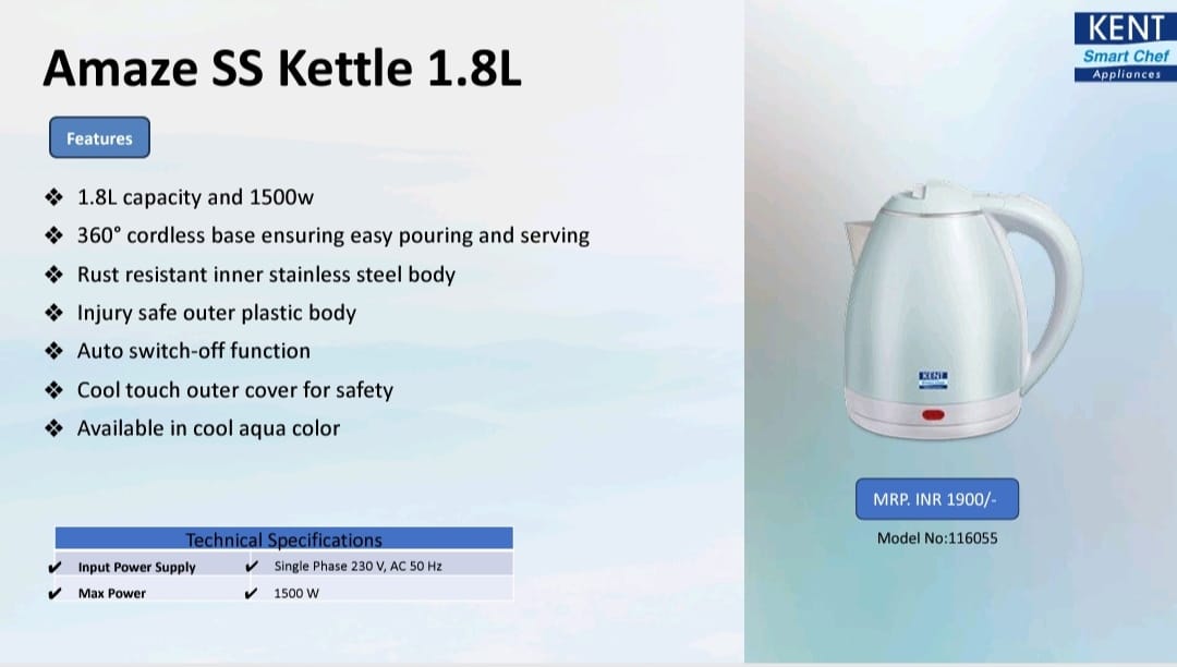 kent amaze ss kettle 1.8l